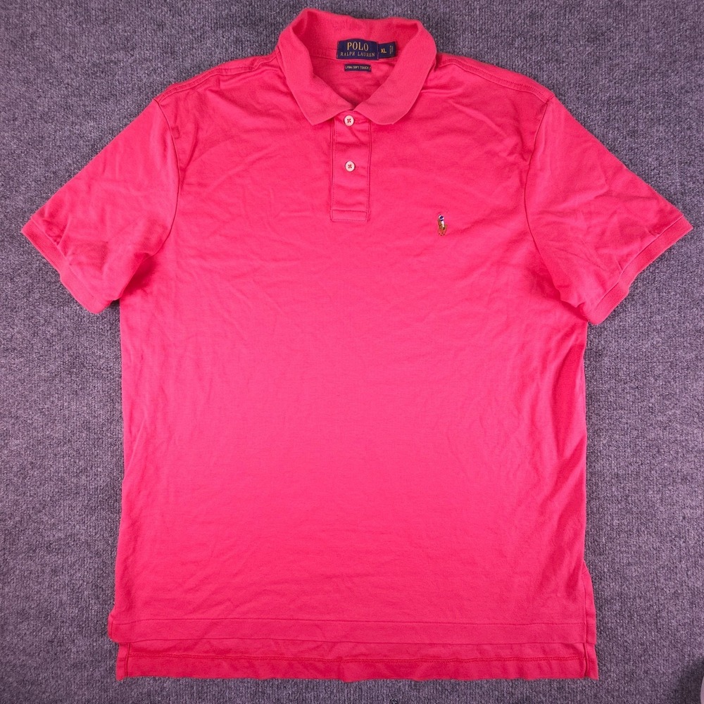 Polo Ralph Lauren Pima Polo Men XL Red Classics Short Sleeve Flesh Pony Preppy